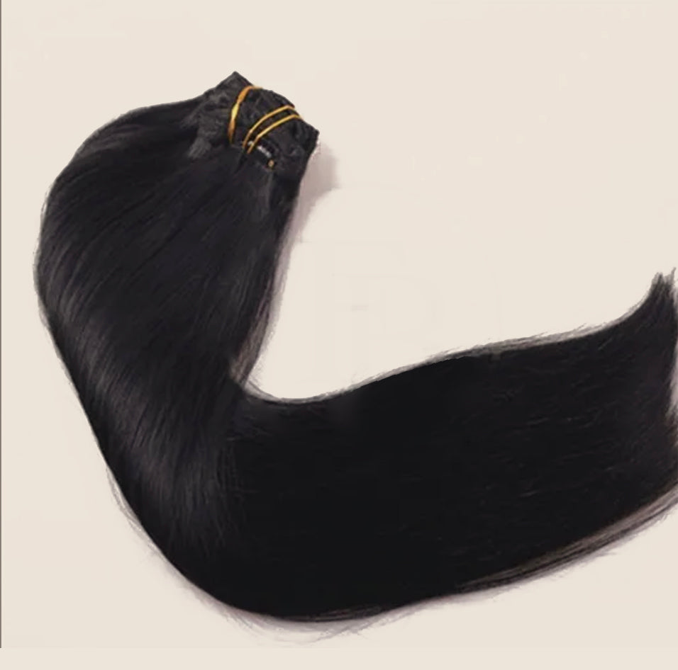 Jet Black #1 Clip In Hair Extensions