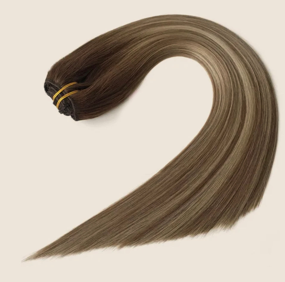 Rooted Balayage #T4-8/60 Clip In Hair Extensions